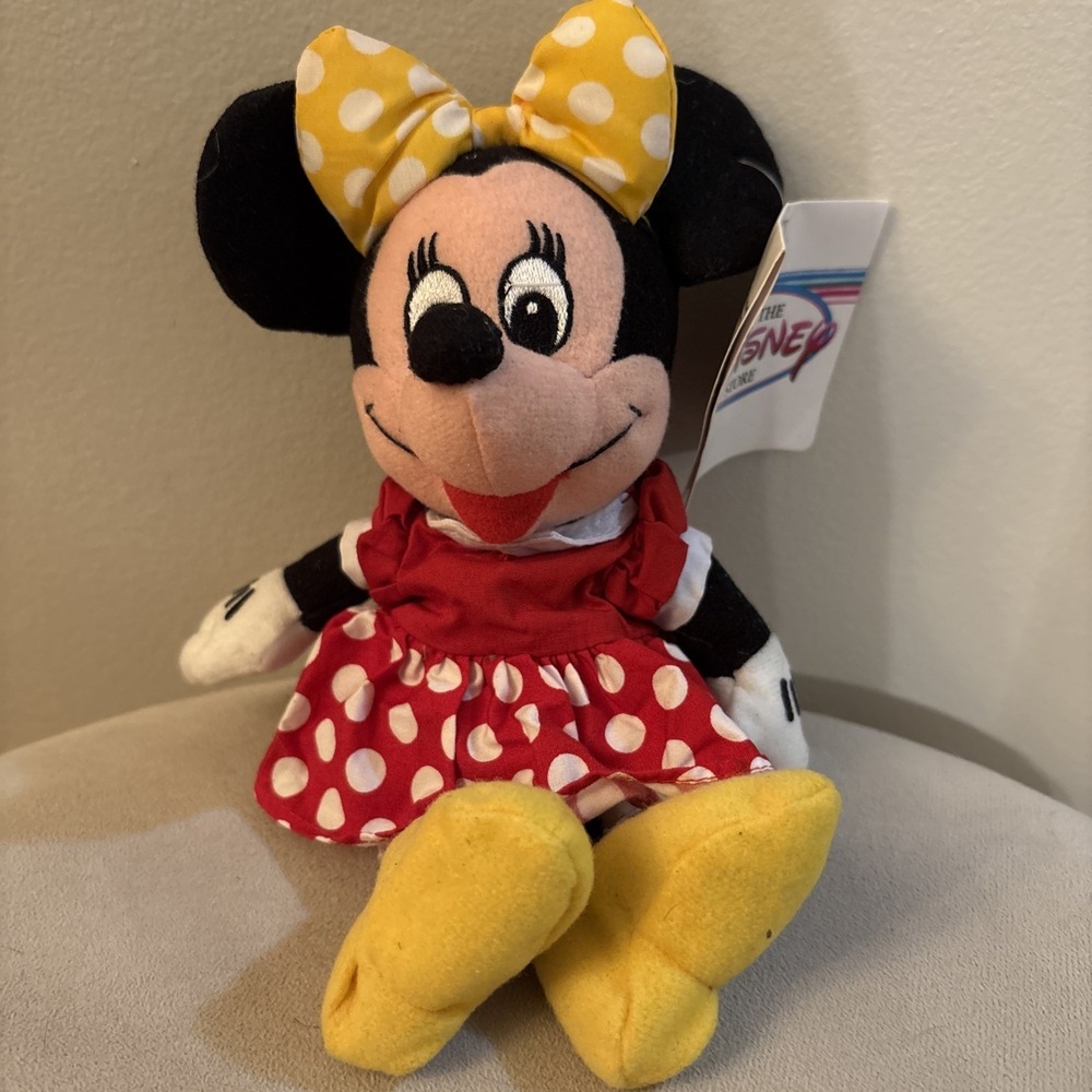 Disney Store Minnie Mouse Polka Dot Dress Plush Bean Bag Stuffed‎ Animal NWT